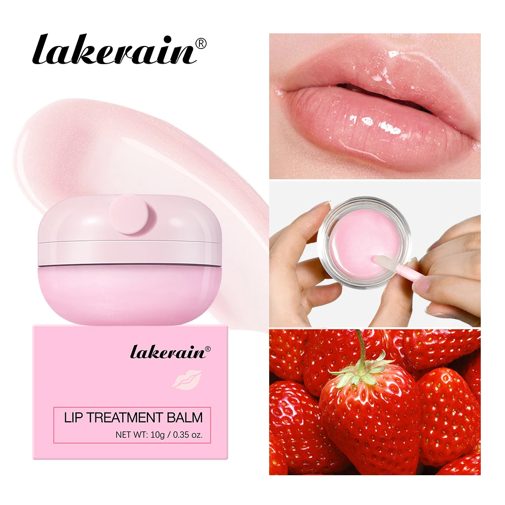 Erdbeer-Lippenbehandlungsbalsam, nährt, verblasst Lippenlinien, entfernt abgestorbene Haut,