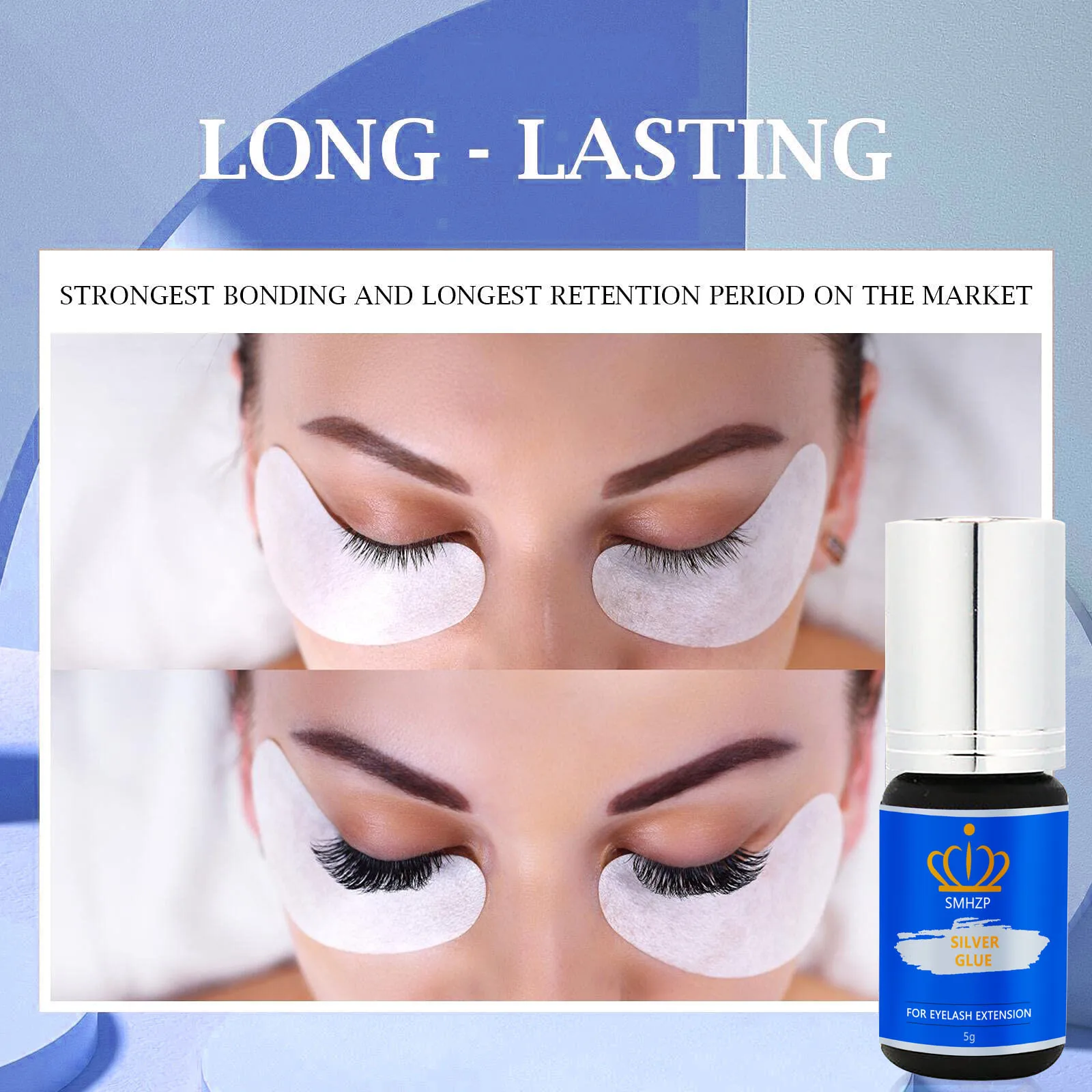 Korea Eyelash Extension 0.5s Fast Drying Time Eyelash SMHZP Silver Star Glue With Eyelash Extension