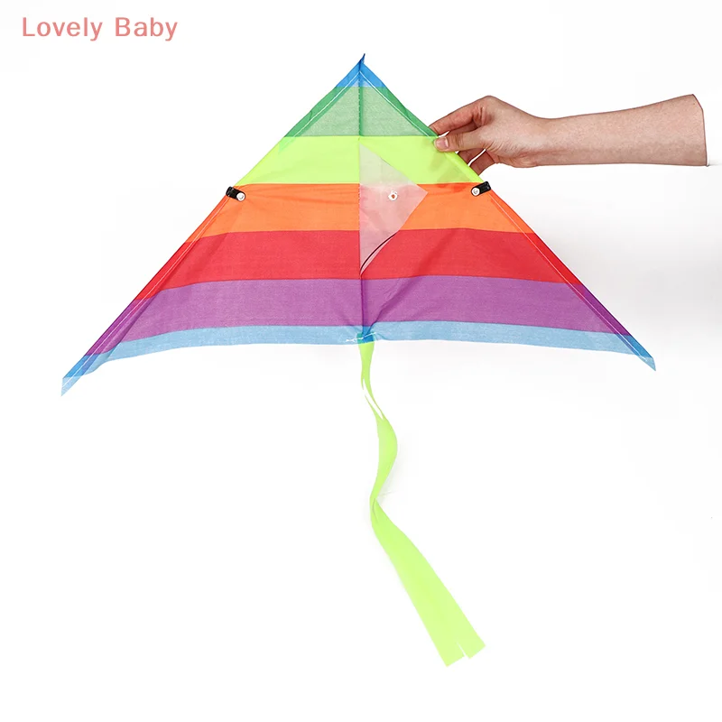 【BBS】Novo triângulo colorido arco-íris pipa voando brinquedos kite para crianças com 30m kite string diversão ao ar livre esportes pipas brinquedos