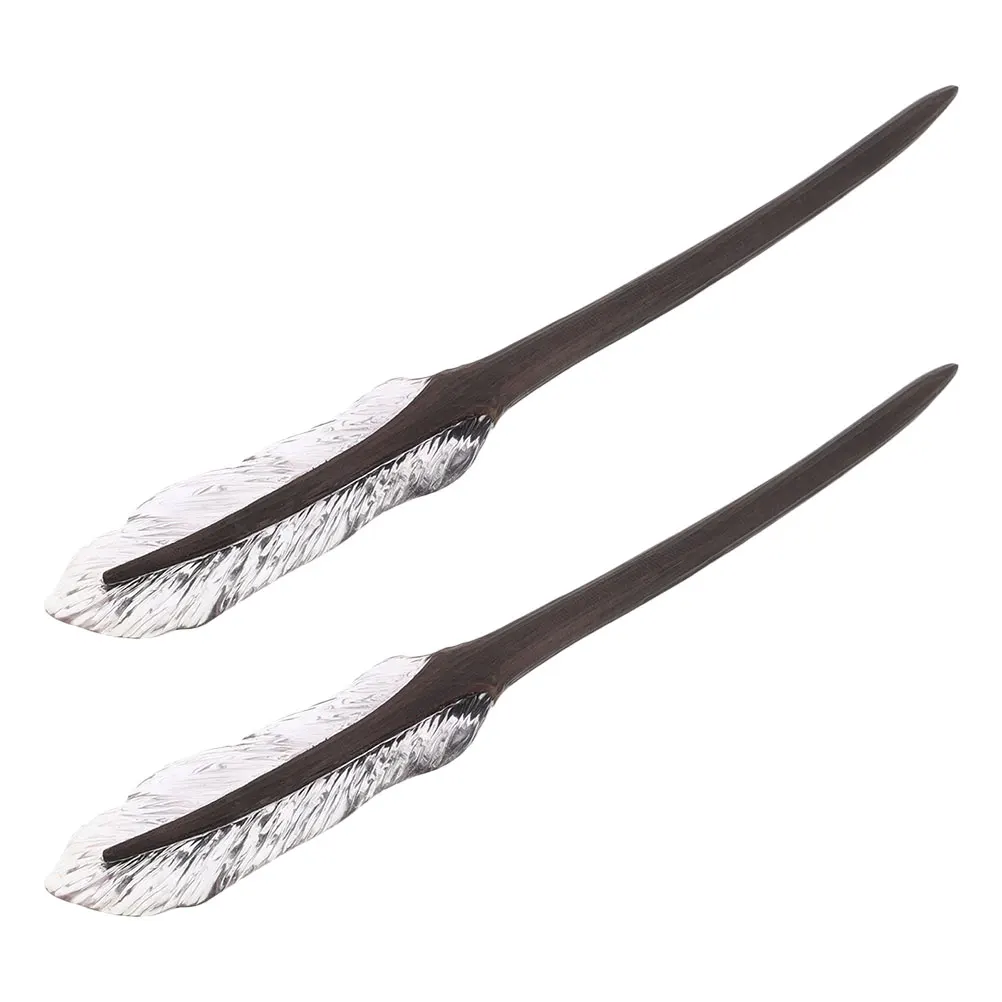 

2pcs Wooden Stick Vintage Chinese Style Handmade Hair Chopstick Women Daily Wear Parties Hair Bun Holder Asian Traditional