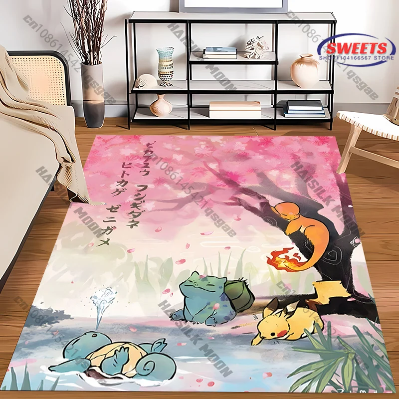 

Коврик с принтом ретро-персонажей Покемон Пикачу и Чаризард, противоскользящий, звукоизоляционный, для гостиной, спальни, прихожей, дивана, в подарок