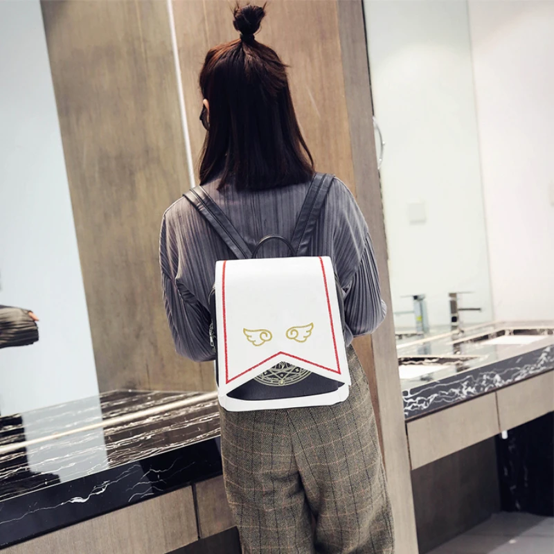 Kawaii Backpacks For Women Japan Style Angel Wings Embroidery Lolita Travel Bag Anime Cartoon Fashion Cute Casual Student Bag