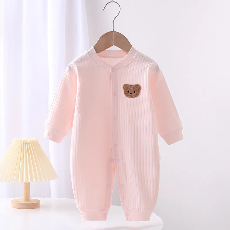 Baby Rompers for Boys Girls Newborn Bodysuit & One Piece Solid Color 100 Cotton 0-24M Long Sleeve Loungewear Outfit