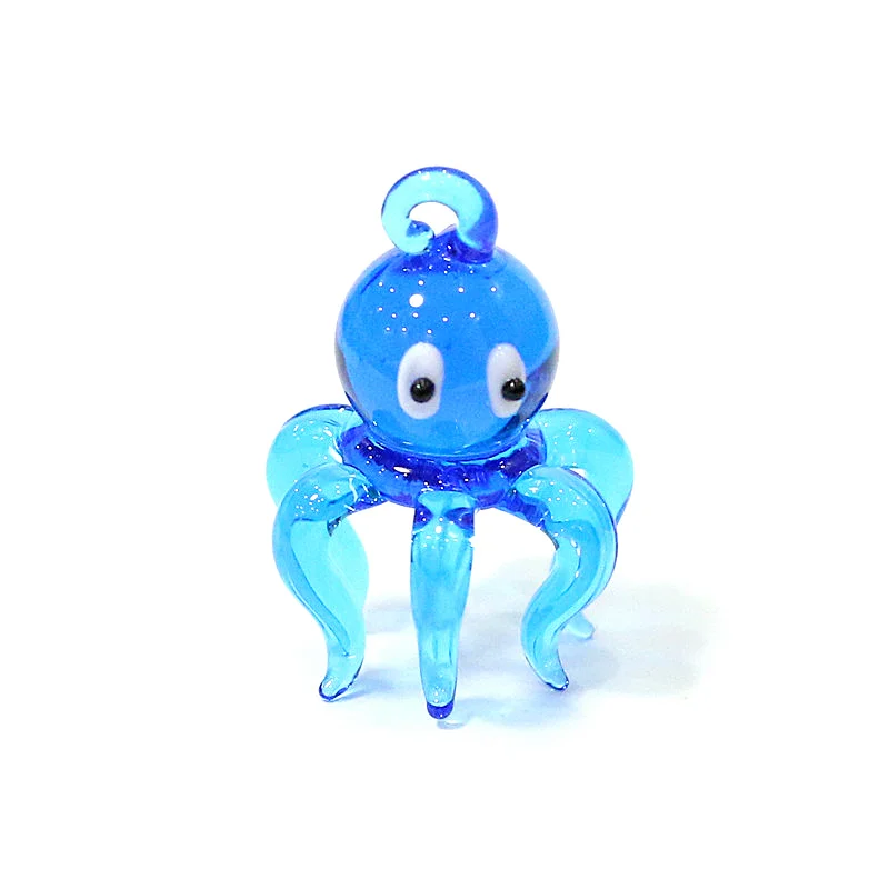 Mini estatuilla colgante de pulpo de vidrio para mujer, suministros de decoración Kawaii, adornos de animales marinos, accesorios para hacer joyas