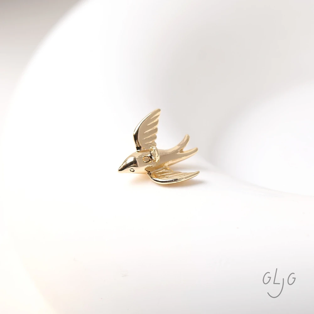 4PCS Brass 18K Gold Plated Exquisite Bird Swallow Pendant Necklace Jewelry DIY Making Supplies Material Accessories view 6