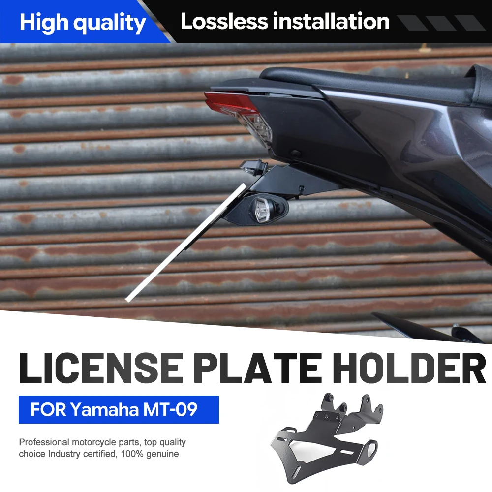 For Yamaha MT-09 2024 License Plate Holder Naked Bike Mod For Sport Riders Rustproof Metal No Drill Short Tail Bracket Kit