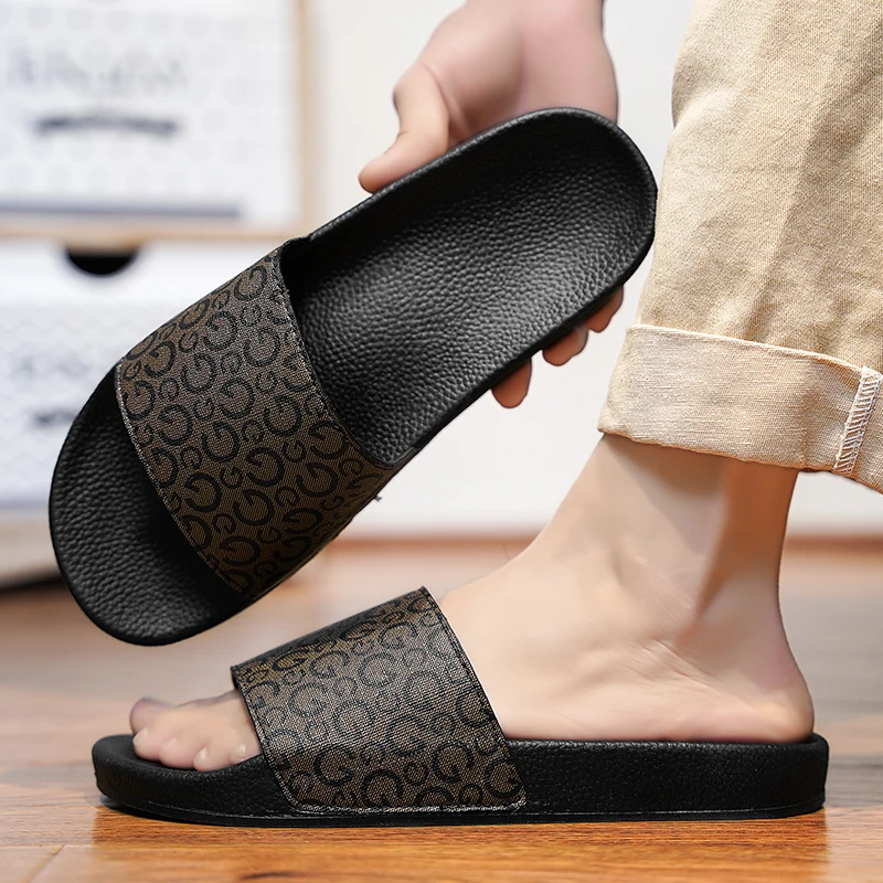 Men Fashion Slippers Slides Sandals Print Design Garden Shoes Outdoor Beach Sandals Flip Flops Casual Shoes Plus Size 39-47