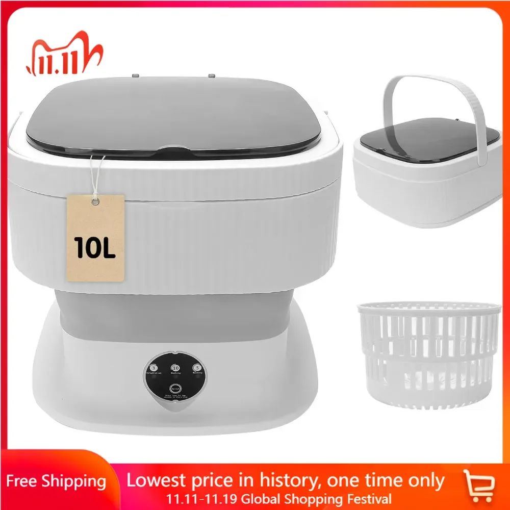 

Portable Washing Machine,10L, Portable Mini Washing Machine with Spin, Portable Washer and Dryer Combo for Apartments