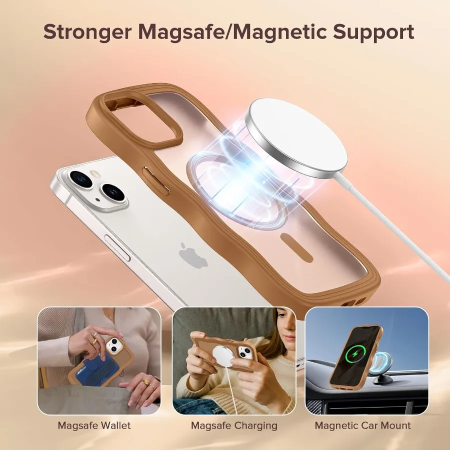 حافظة هاتف شفافة غير لامعة لهاتف iPhone 13/14 مع واقي شاشة مدمج وتوافق MagSafe: متين مقاوم للصدمات ومضاد