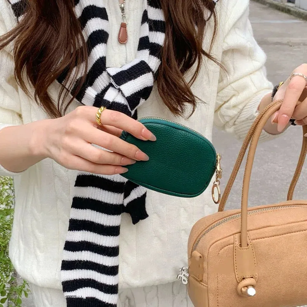 

Мини-кошелек из искусственной кожи в корейском стиле, сумка для хранения макияжа, наушников, однотонная сумка-держатель для карт, подвеска, аксессуары для путешествий