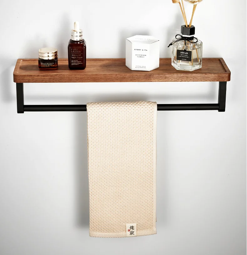 Bathroom Walnut rack the wall hanging storage shelf wood storage shelf