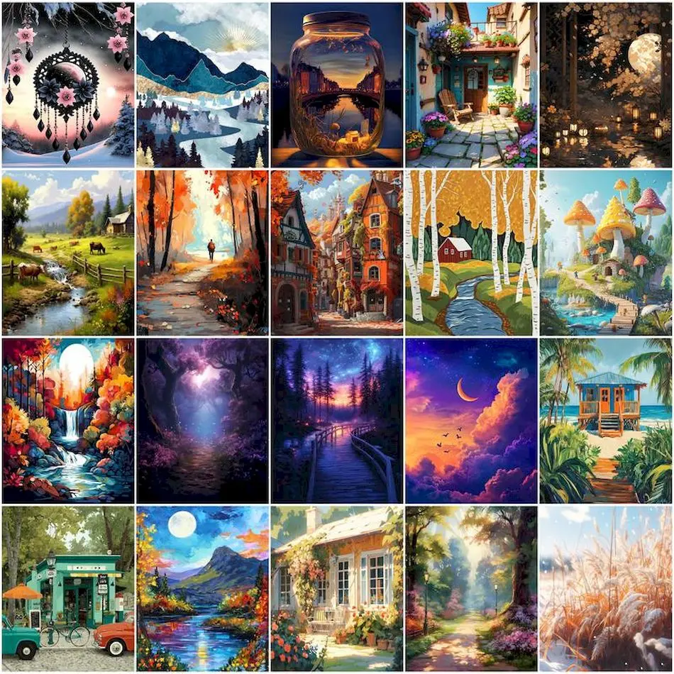 

GATYZTORY Painting By Numbers On Canvas With Frame For Handiwork Landscape Art Supplies Handpainted Diy Wall Art Home Decoration