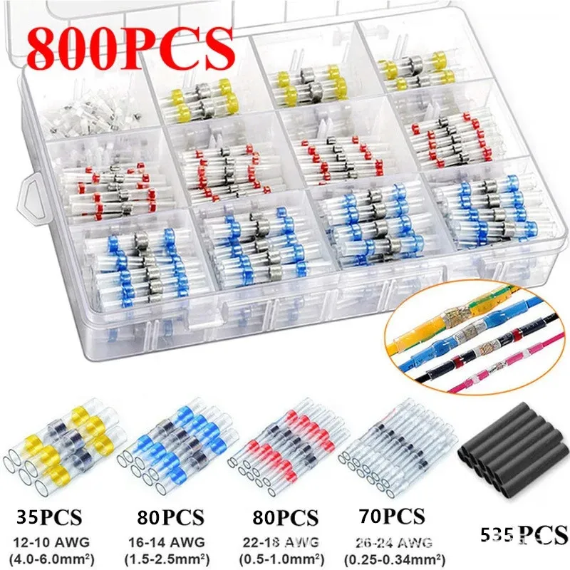 50/100/300/800/1000PCS Vedação de soldagem Isolamento termo retrátil à prova d'água Kit de anel de solda Especificações múltiplas