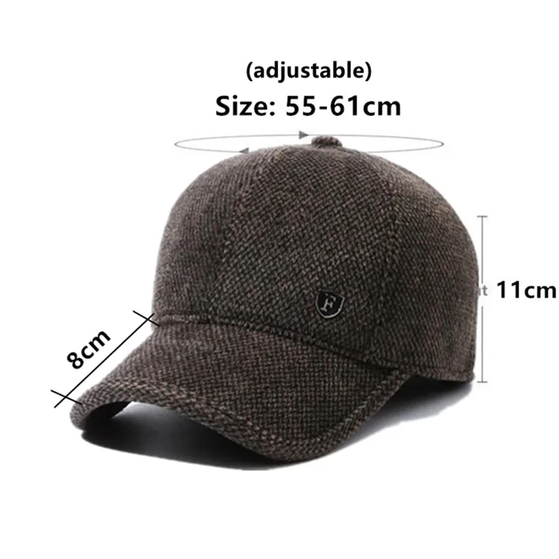 New Winter Men's Cap Warm Baseball Cap Plush Thickened Coldproof Earmuffs Hats Riding Sports Cap Golf Hat Dad's Hat Snapback Cap