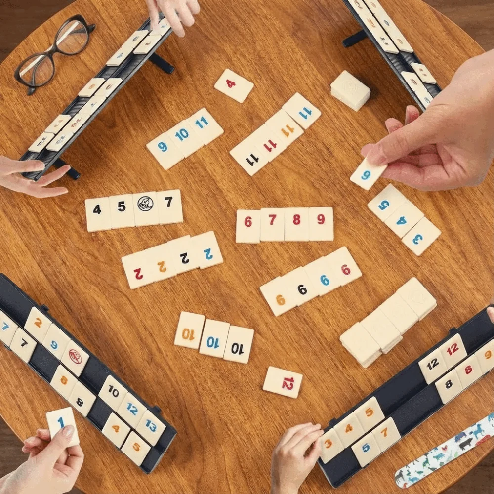 

106 Pcs Wooden Rummikub Game Portable Case Rummy Cube Game Rummy Tiles Travel Set Multi-Player Parent-Child Interactive Game