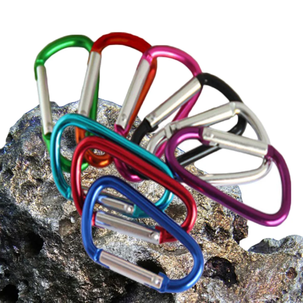New Colorful Climbing Accessory Random Color D Shaped Alloy Carabiner Hook Keychain Climbing Accessory
