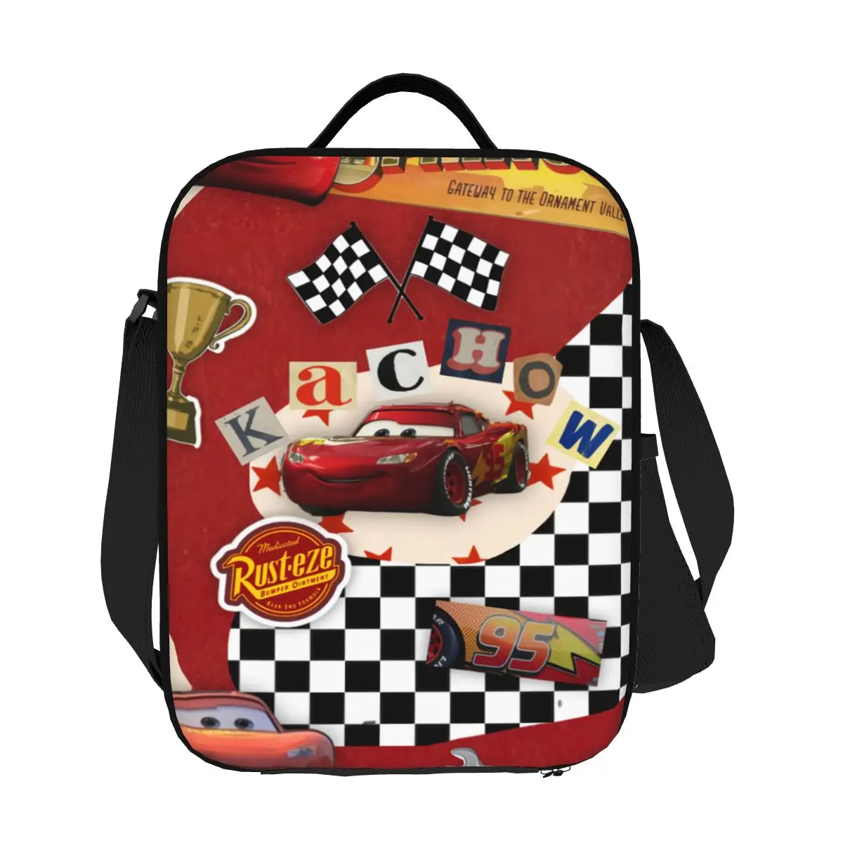 Custom Racer Lightning McQueen Insulated Lunch Bag for Women Cartoon Cars Cooler Thermal Lunch Box Kids School Children