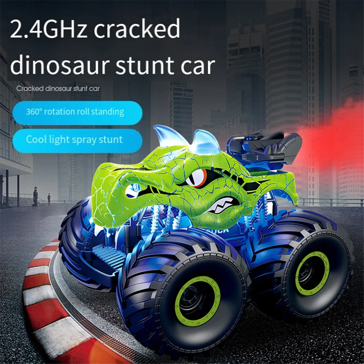A52M-Jouets de voiture dinosaure télécommandés les plus vendus pour enfants garçons, camion RC 2,4 GHz vert
