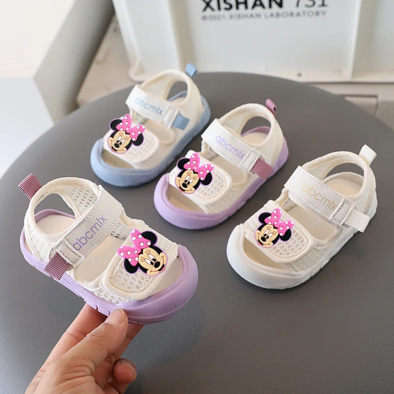

Summer New Baby Girl Slippers Disney minnie boy Breathable Mesh Sandals Mickey Mouse Beach Shoes Baby Soft-Sole Toddler Shoes