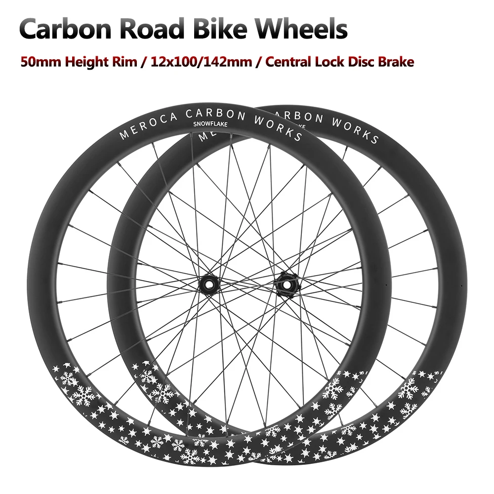 

Lightweight 700C Road Bike Wheelsets Sealed Bearing Thru Axle 24H Carbon Fiber Road Bicycle Wheels 28" 50mm Rim