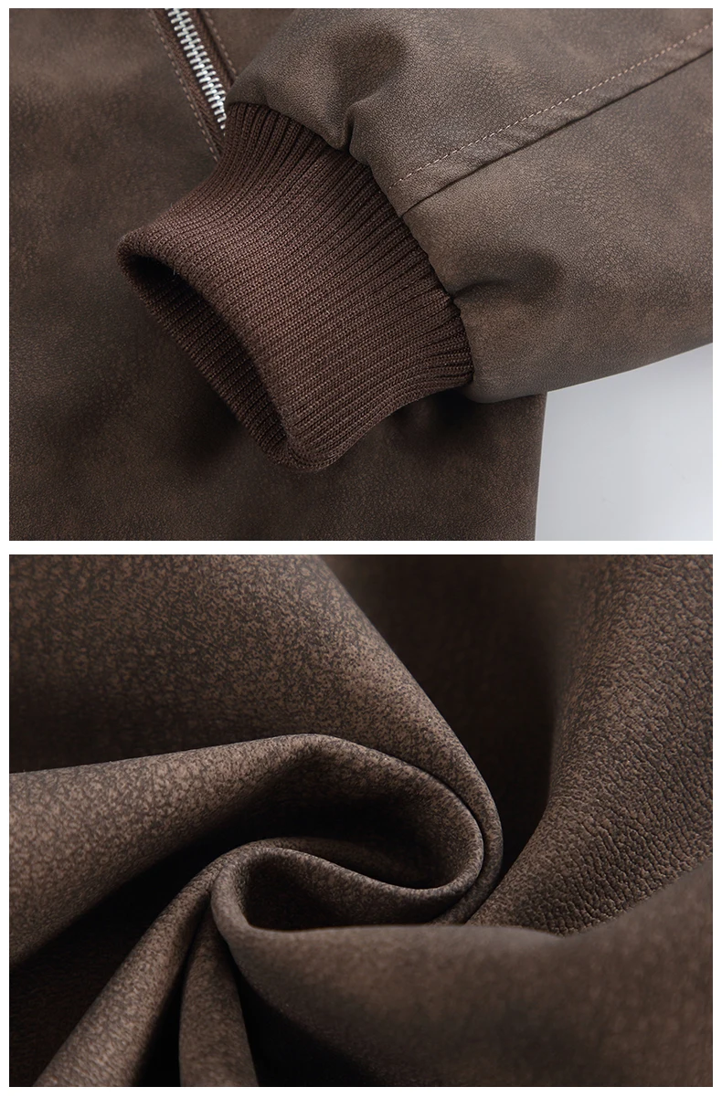 Fashion Solid Color Coats Men's 2025 Spring Autumn Tooling Faux Leather Jackets Male Long Sleeve Lapel Multi Zipper Design Tops