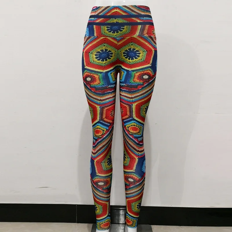 Women High Waist Printed Leggings Fitness Sporting Colourful Yoga Pants Push Up Elastic Pencil Bottoms Fashion Casual Trousers