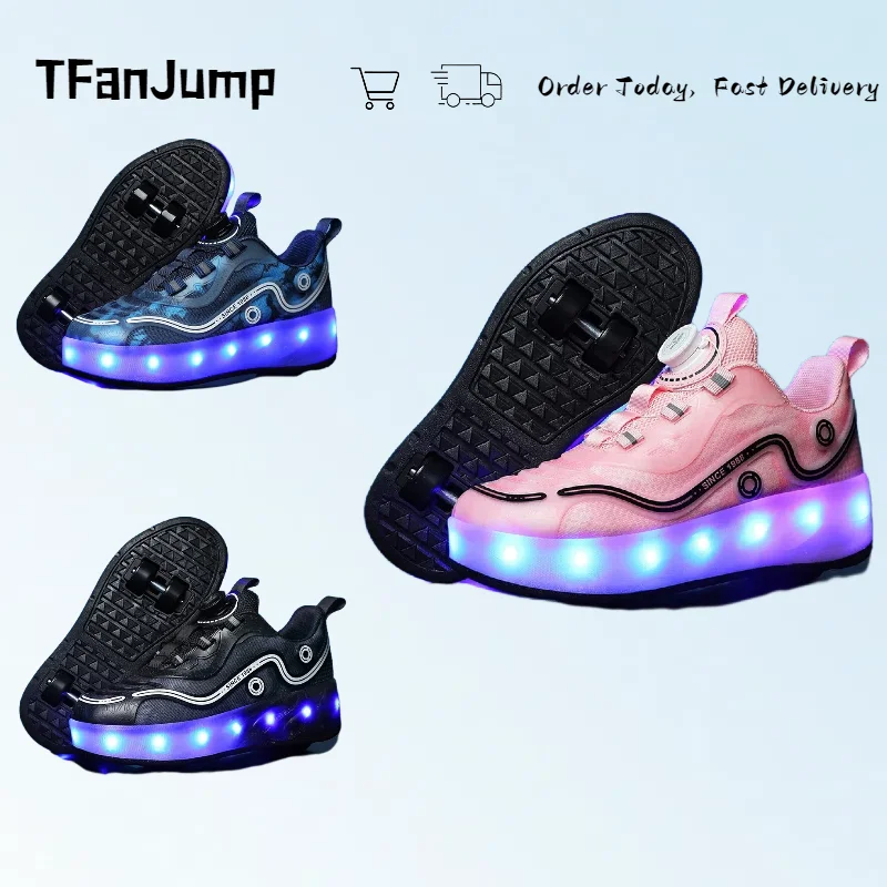 Fashion Adult  Men Adjustable Skates For  Deformable With Lights Roller Skating Shoes Girls Two-Purpose Casual Sports Shoes