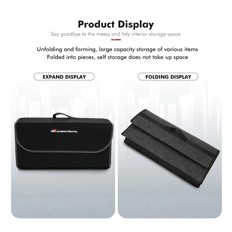 Car large capacity felt trunk storage box interior accessories For Toyota GR Sport Gazoo Racing Yaris 86 Corolla Hilux Supra view 3
