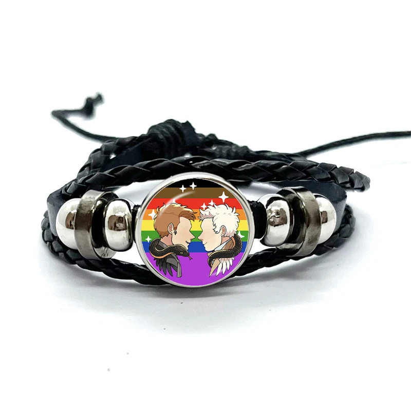 Good omens Leather Bracelets Angel Colourful contexts Funny Multilayer Braided Bracelets Bangles Handmade Jewelry Gifts