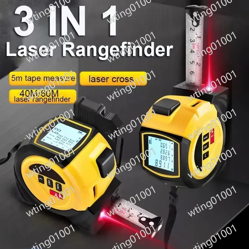 for 5M Tape 40M/60M Laser Distance Measuring 3 IN 1 Laser Tape Measure Digital Laser Rangefinder High Precision with LCD