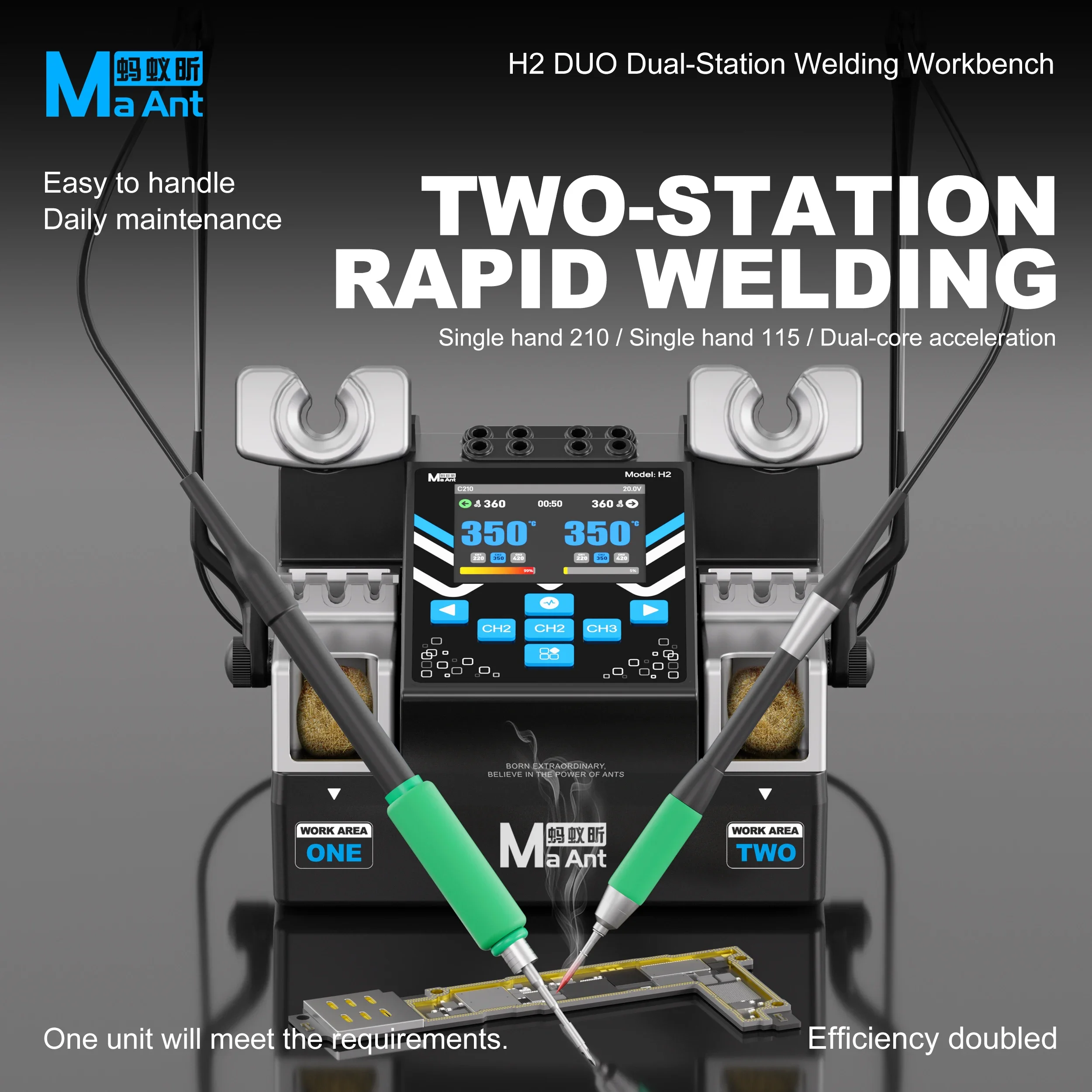 MAANT H2 DUO Dual-station Intelligent Soldering Station Intelligent Control Rapid Temperature Recovery Phone Welding Repair Tool