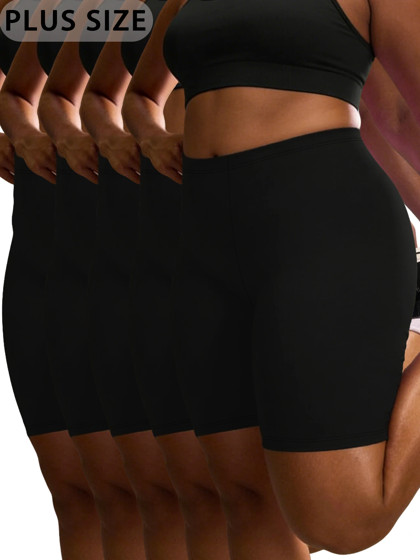 

5 Pack Plus Size Super Soft Biker Shorts For Women Workout Running Yoga Athletic Shorts 6"Inseam