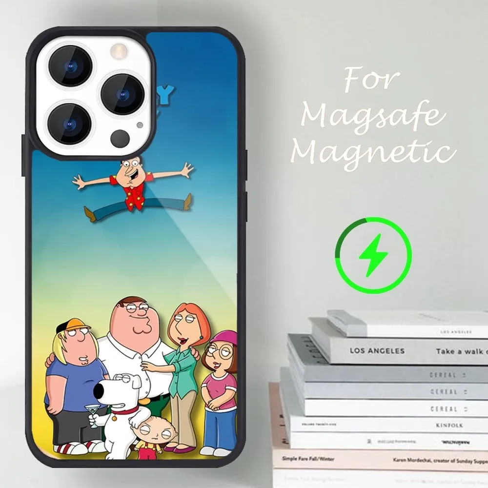 Cartoon F-Family Guy Phone Case For iPhone 14 13 12 11 15 Pro Max Magsafe Magnetic