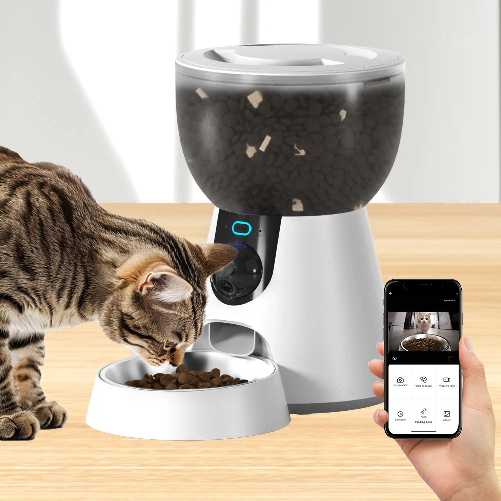 Petwant 4L Smart Tuya APP Remote Stainless Steel Pet Food Bowl 3 Million Pixels HD Camera Automatic Cat Dog Feeder