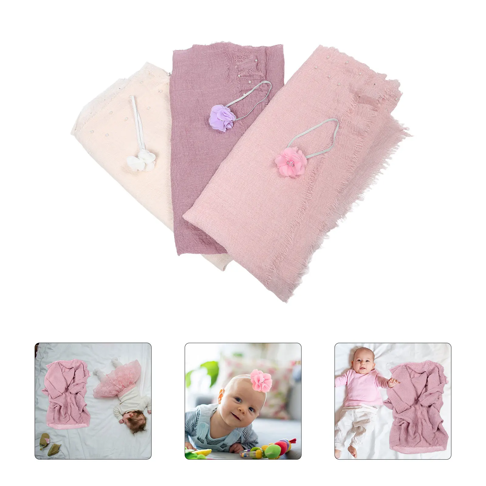 

1 комплект, реквизит для фотосессии новорожденных, пеленальная пленка, мягкий хлопок и лен, набор для детской фотосессии, повязка на голову, одеяло с изображением веха