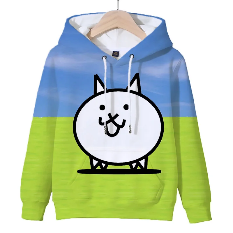 Sudadera con capucha de dibujos animados The Battle Cats para niños y niñas, Tops de otoño, jersey de manga larga, ropa de calle de moda para niños