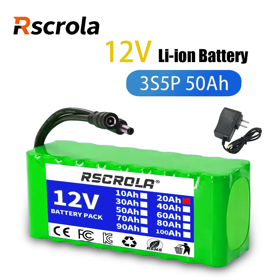 12V 20Ah-50Ah 3S5P …