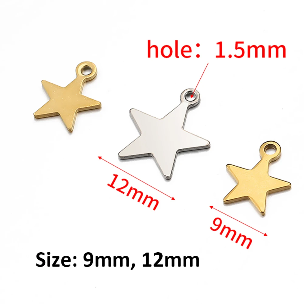 20-50pcs/lot Gold Color Stainless Steel Star Charms Pendant for Earrings Necklace Bracelet DIY Jewelry Making Components