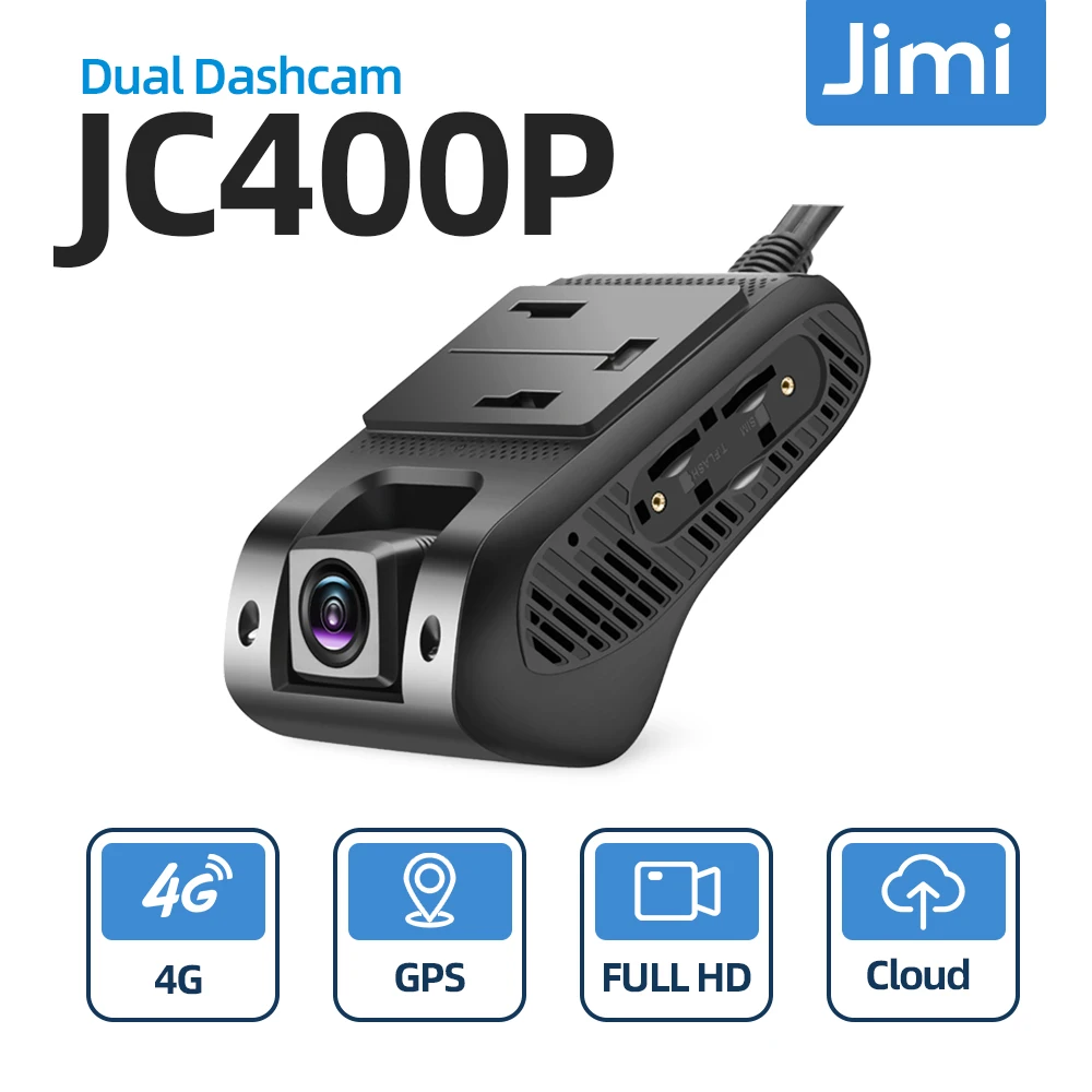 Jimi JC400P 4G Car Camera With Live Stream1080P Dual Cameras GPS Tracking Wifi Hotspot Multiple Alarms DVR Dash Cam Free APP Web