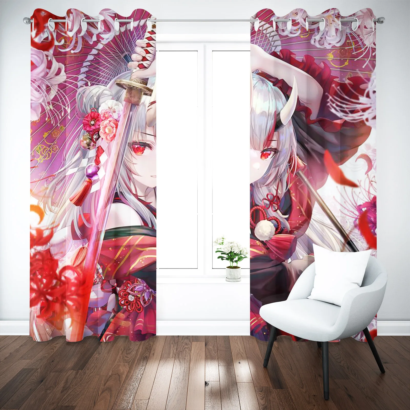 Cerejeira Japonesa Cartoon Anime Dustproof  Balcony Screen Curtains For Living Room Bedroom Blackout Curtains Polyester Home