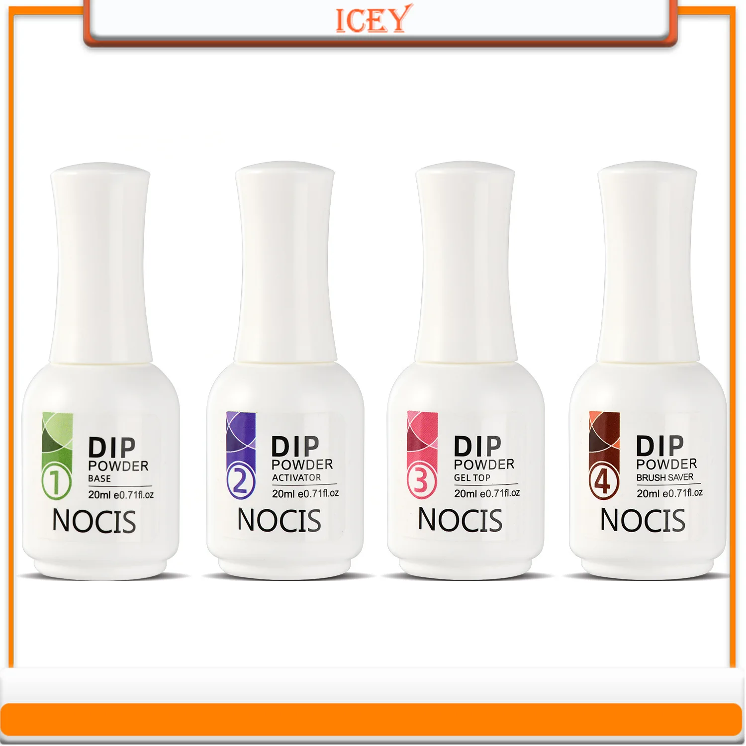 Icey Beauty 20ML Immersion Powder Liquid Base Coat Activated Top C Multi-Use Top Base Coat Nail Natural Dry Without Lamp Cure