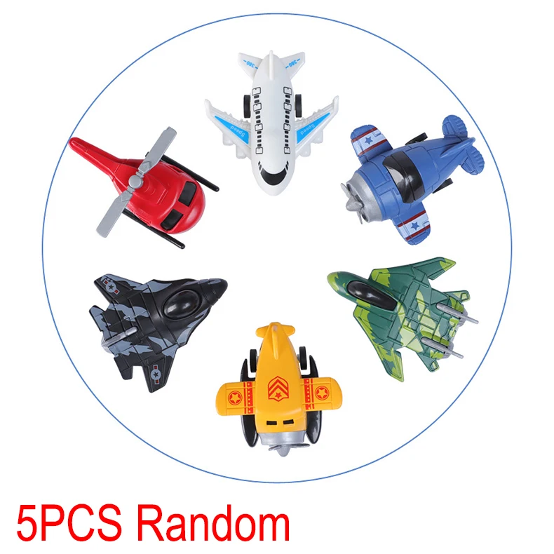 

5PCS Cute Pull Back Warplane Airliner Helicopter Model Toy Children Mini Q Version Of Cartoon Aircraft Toys Kids Christmas Gifts