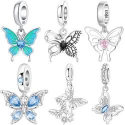 925 Sterling Silver Dreamy Butterfly Pendant Bracelet Charms Fit Bangle For Women Jewelry Party Beads Gifts DIY Accessory