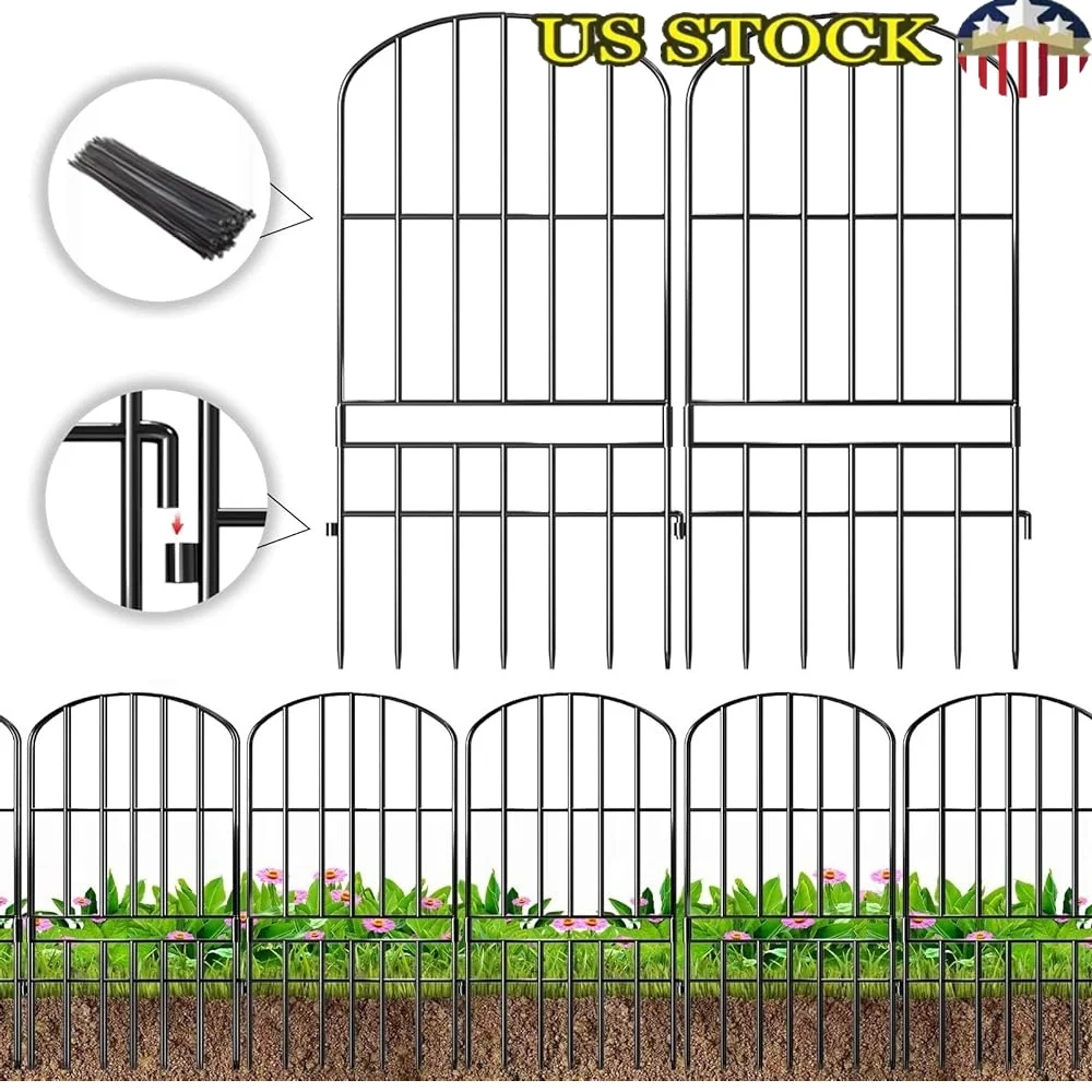 

Animal Barrier Garden Fence 10 Pack Metal No Dig Dog Rabbit Protection Rustproof Easy Install Decorative Border Fencing