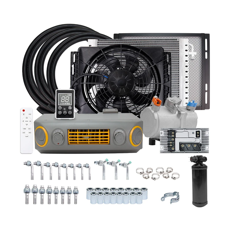 

Universal 12V 24V Underdash AC Electric Air Conditioning Kits Auto for Car Van Street Rod Hot Classic Muscle Vintage