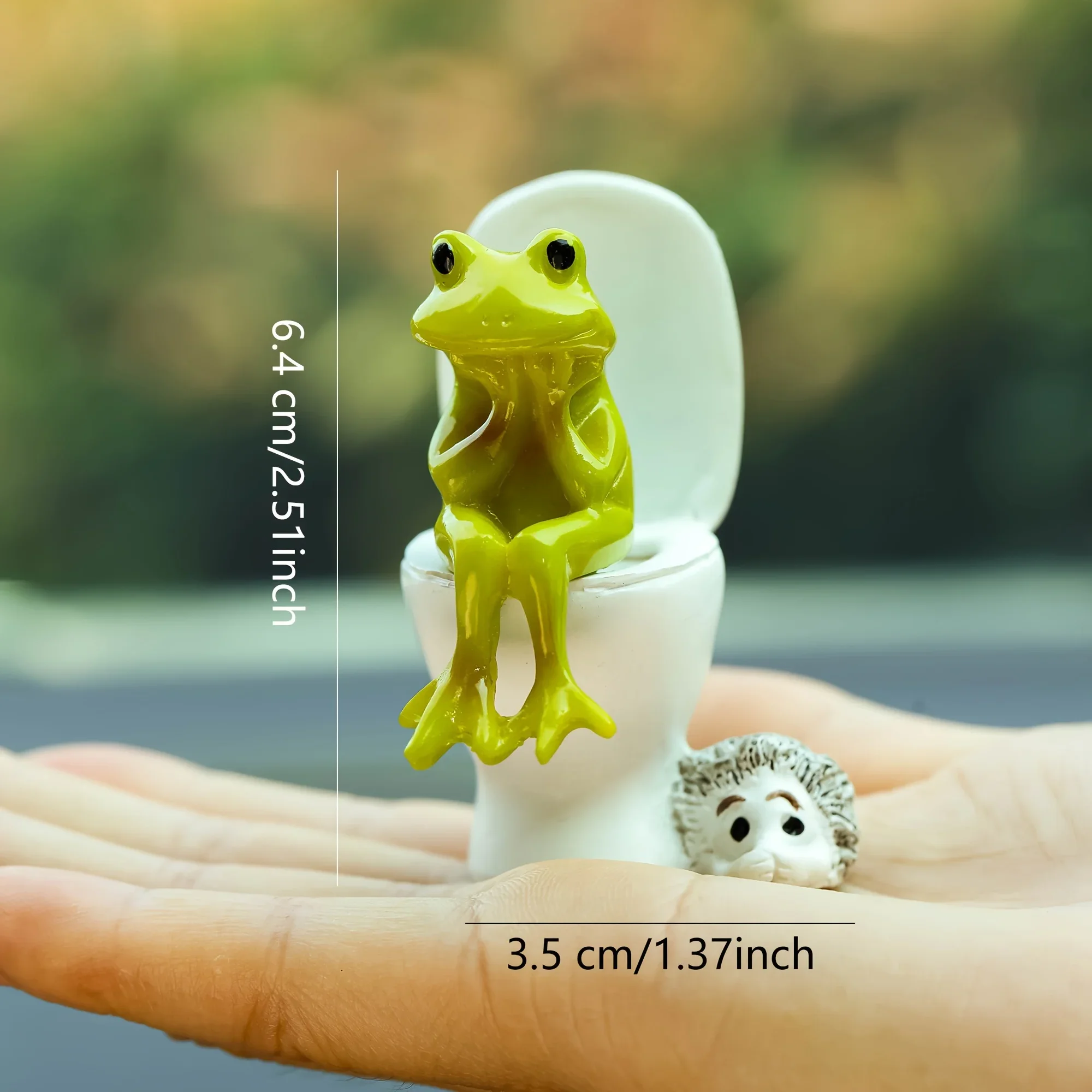 Funny Frog on Toilet Car Dashboard Ornament - Resin, Perfect for Vehicle Interior & Office Desk Decor