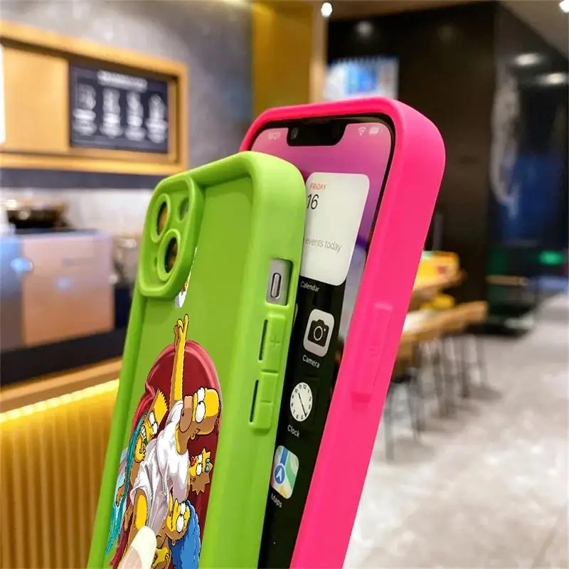 The Simpsons custodia antiurto Disney per Apple iPhone 11 14 Pro Max 15 Plus 12 13 custodia protettiva in Silicone Funda TPU per telefono