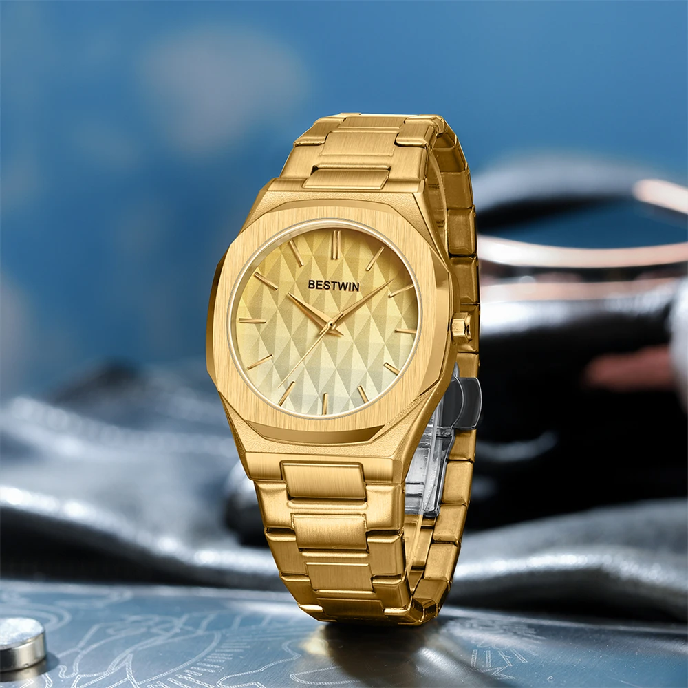 2024 New Men\'s Quartz Watches Gold Stainless Steel Waterproof Business Watches For Men Clock Sports Watch Relogio Masculino