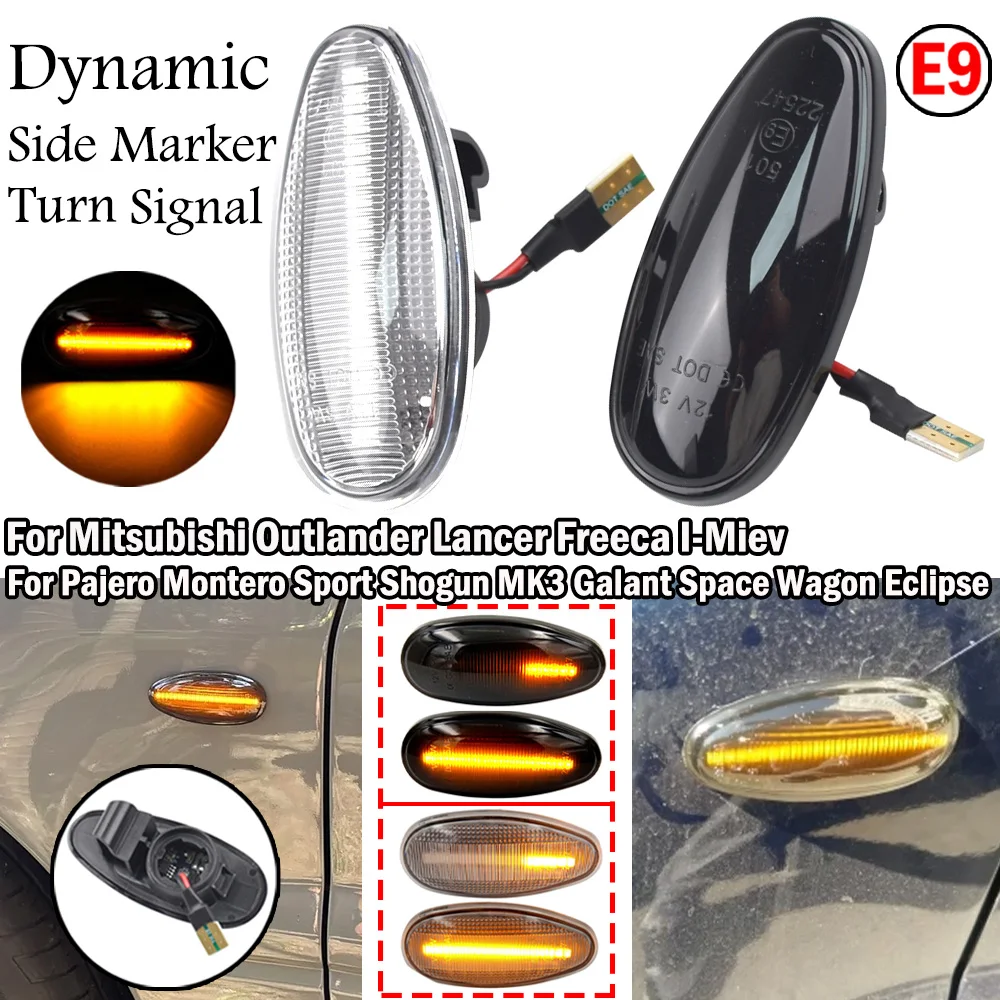 2x LED Dynamic Side Marker Lights Turn Signal Lamps For Mitsubishi Lancer 8 Montero 3 Pajero 3 Outlander 1 Delica 4 i Miev Space