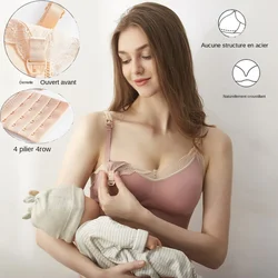 New Wireless Front Open Nursing Bra Soft Lace Breathable Seamless Maternity Breastfeeding Bras Maternal Support For Pregnant